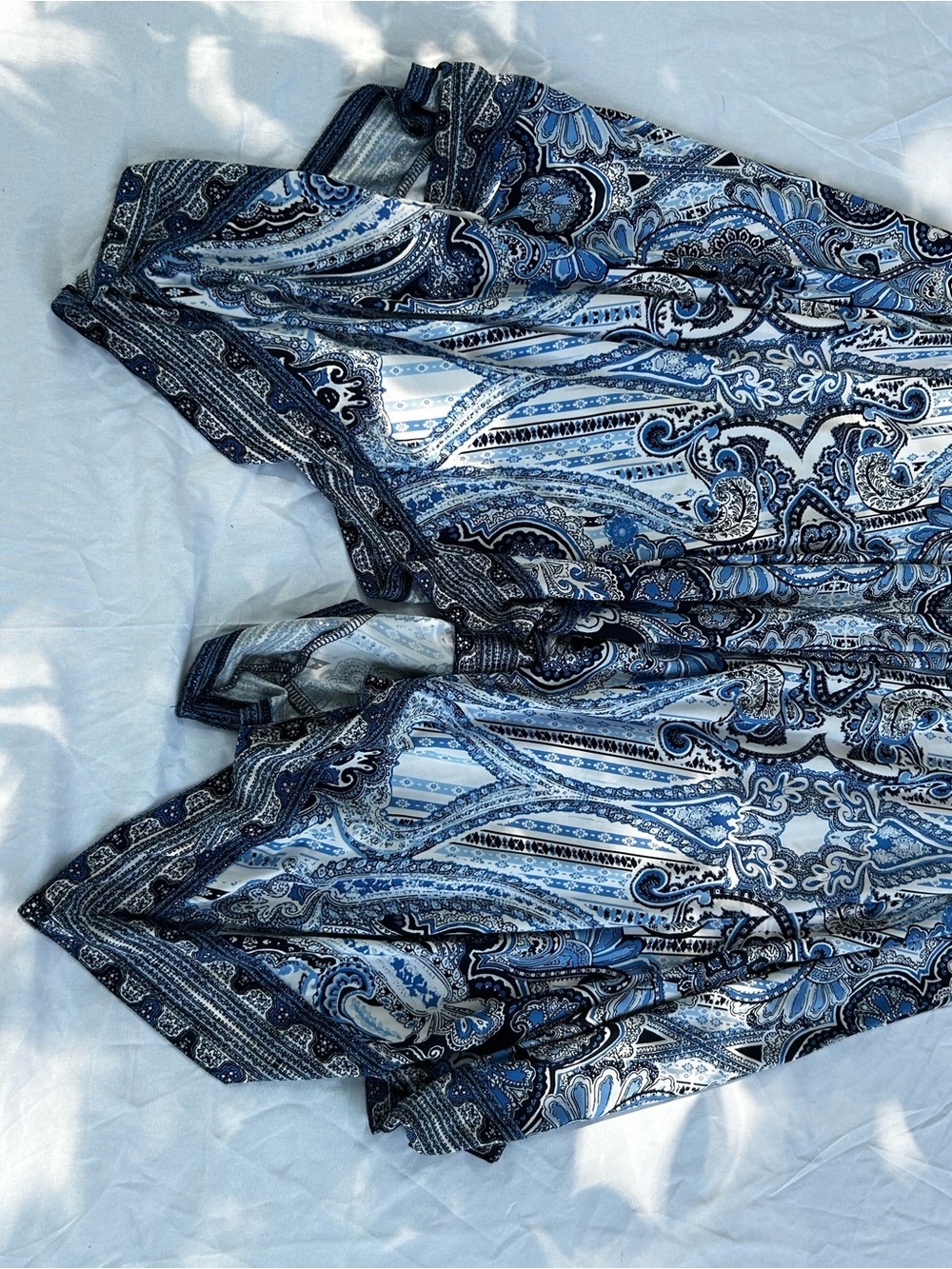 INC International Concepts Blue Paisley V-Neck  handkerchief hem Maxi Dress 1X - Picture 11 of 16